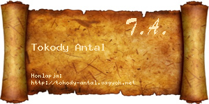 Tokody Antal névjegykártya